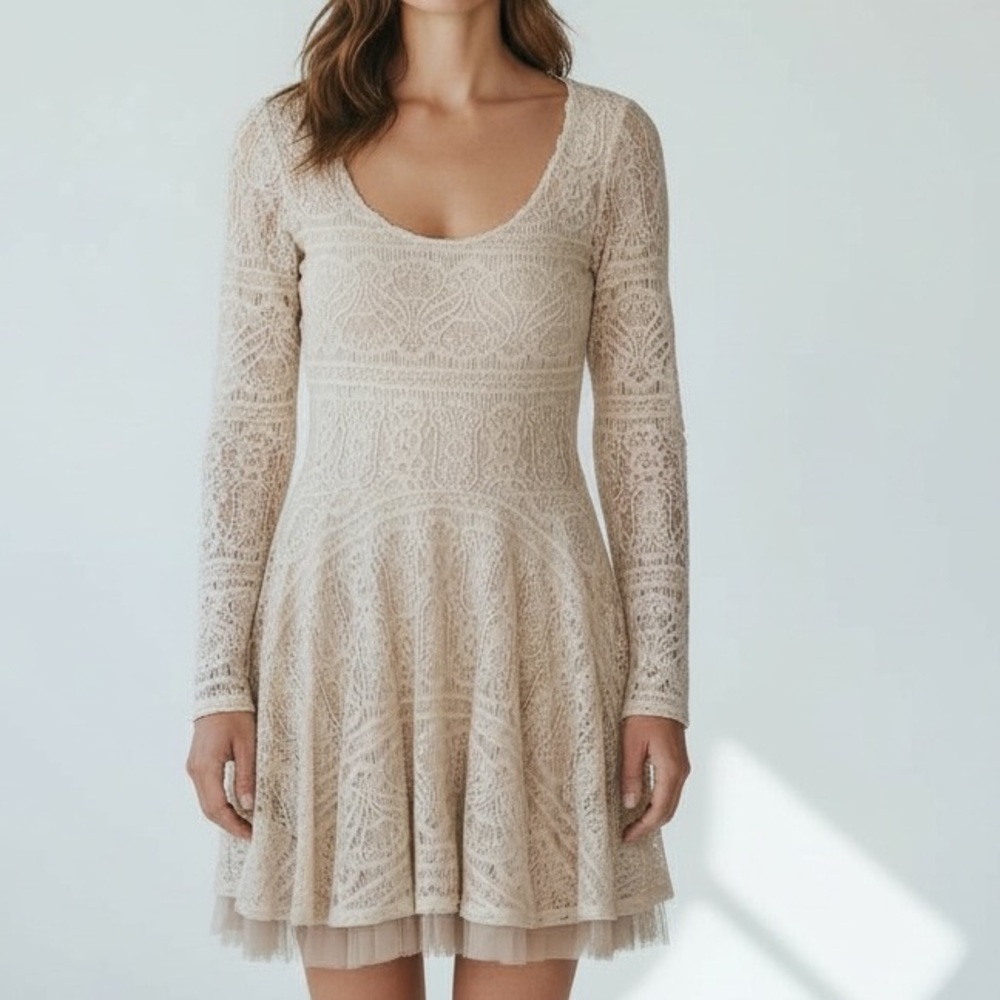 Free People Victorian Loves Lace Skater Dress